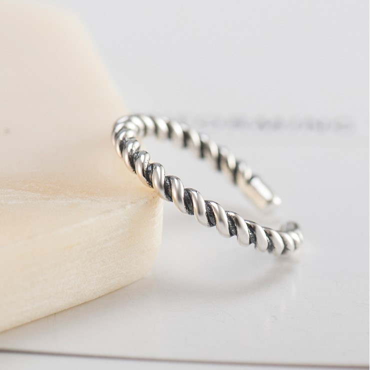 Nhãn Nữ Bạc Thái S925 Cao Cấp Vặn Thừng N1713 - Bảo Ngọc Jewelry