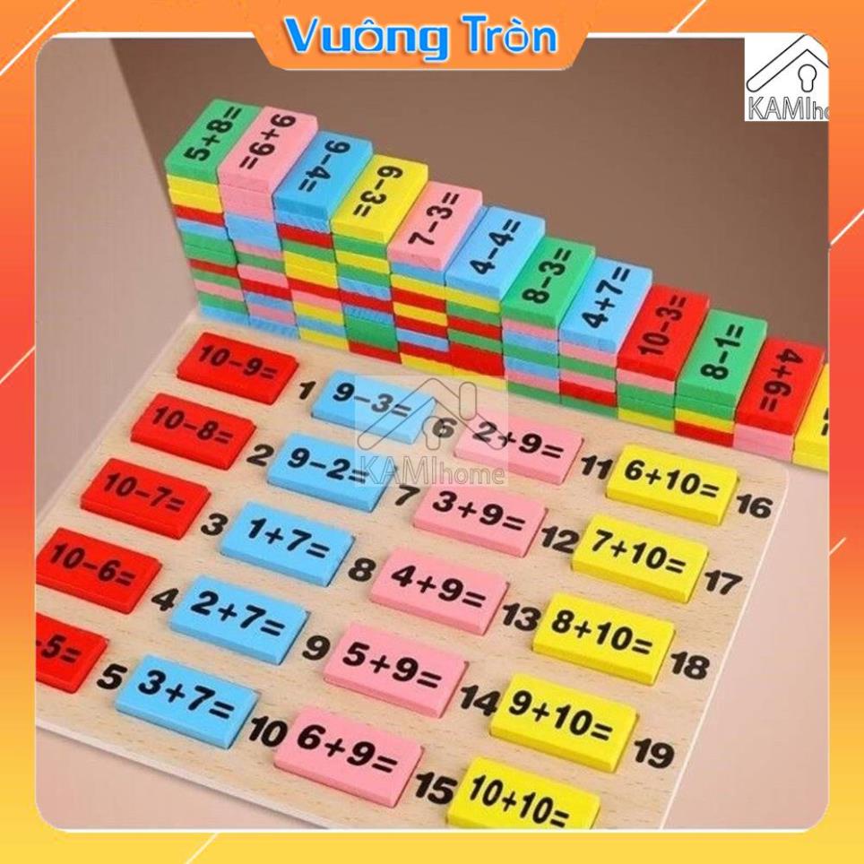 Đồ chơi Bộ học Toán kiêm chơi Domino 110 chi tiết gỗ thông