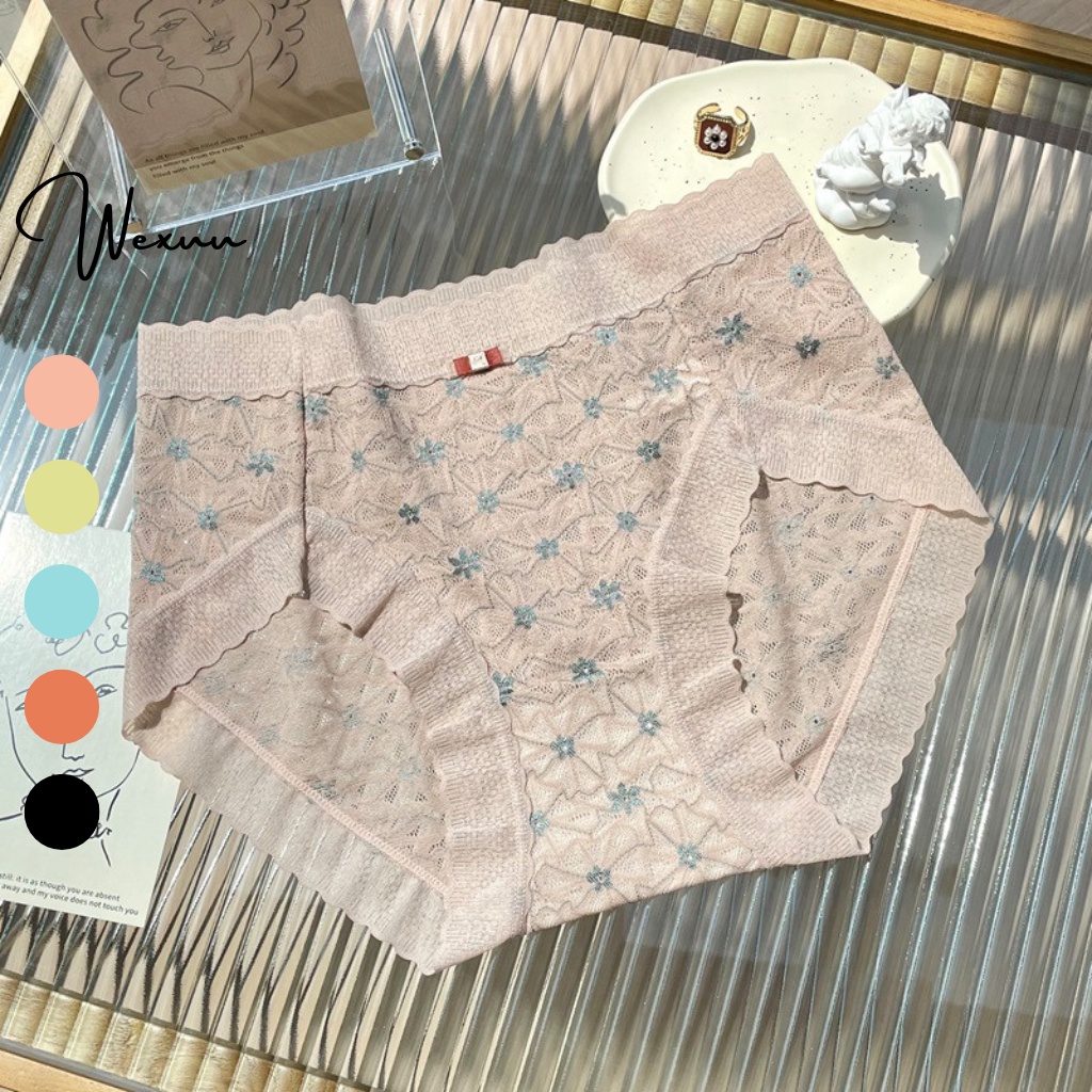 Quần lót nữ ren gấm cao cấp thêu hoa tinh tế, ren hoa thông thoáng gợi cảm - Wexuu Design QC60