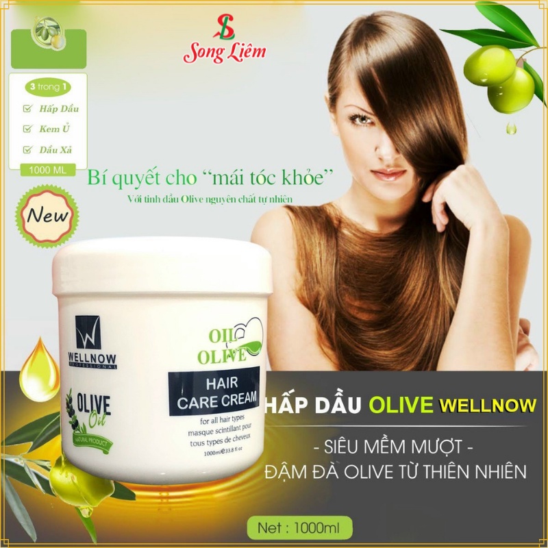 Kem ủ tóc phục hồi hư tổn WEELNOW 1000ml dầu hấp tóc Olive cao cấp siêu mượt tóc tặng kèm nón ủ tóc NPP Songliemshop