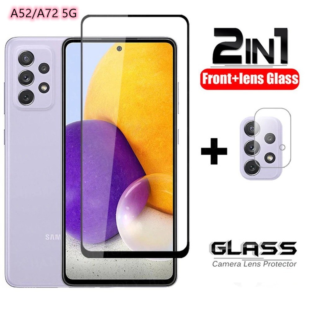 Kính Cường Lực Bảo Vệ Ống Kính Điện Thoại 2 Trong 1 Samsung Galaxy A52 A72 A52S A52 A32 A22 M22 M32 A21S S21FE A73 5G