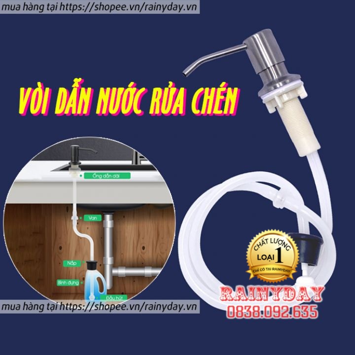 Bộ vòi hút nước rửa bát có dây dẫn, vòi bơm nước rửa chén dầu rửa bát xà phòng thông minh gắn chậu