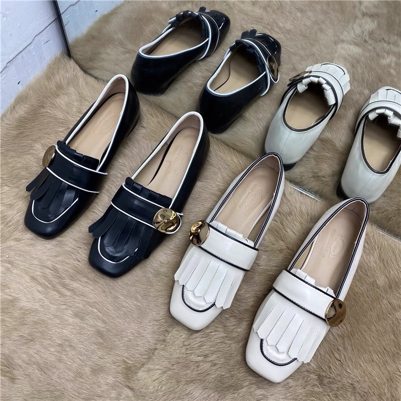 Giày loafer da bê handmade kiểu Hàn Quốc mẫu mới 2021
