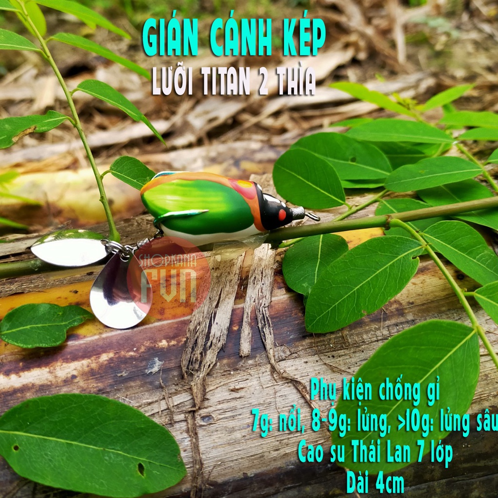 Mồi giả câu lure Gián Cánh Kép, lưỡi Titan 2 thìa độ, Gián Cánh Kép