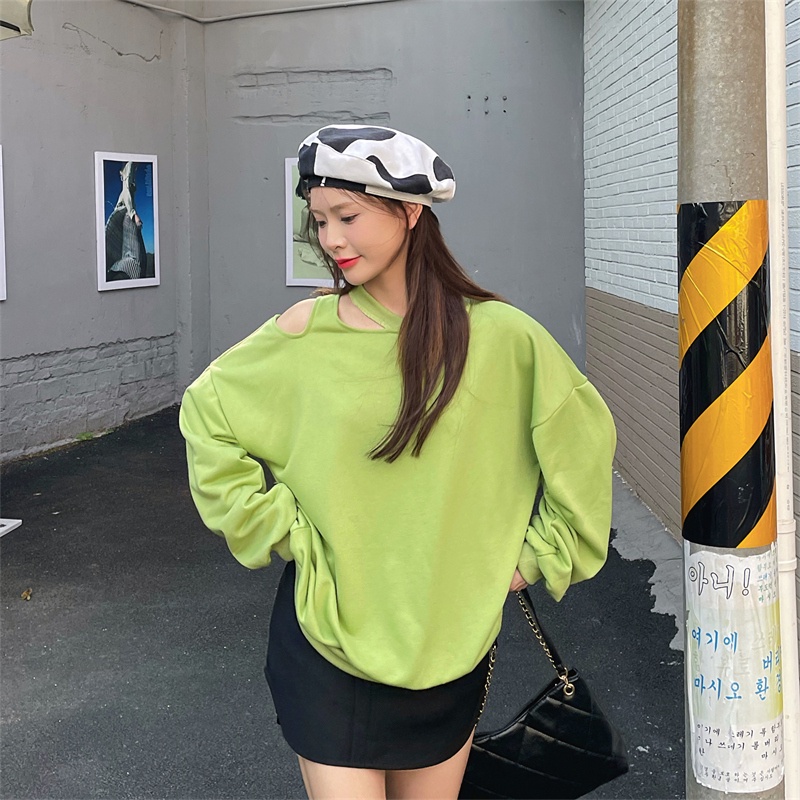 Off shoulder sweater long sleeve T - áo kiểu rộng rãi gợi cảm