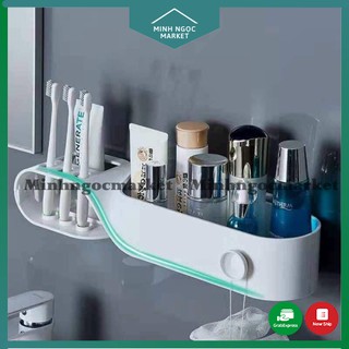 Kệ để kem đánh răng kèm giá để đồ đa năng siêu tiện lợi