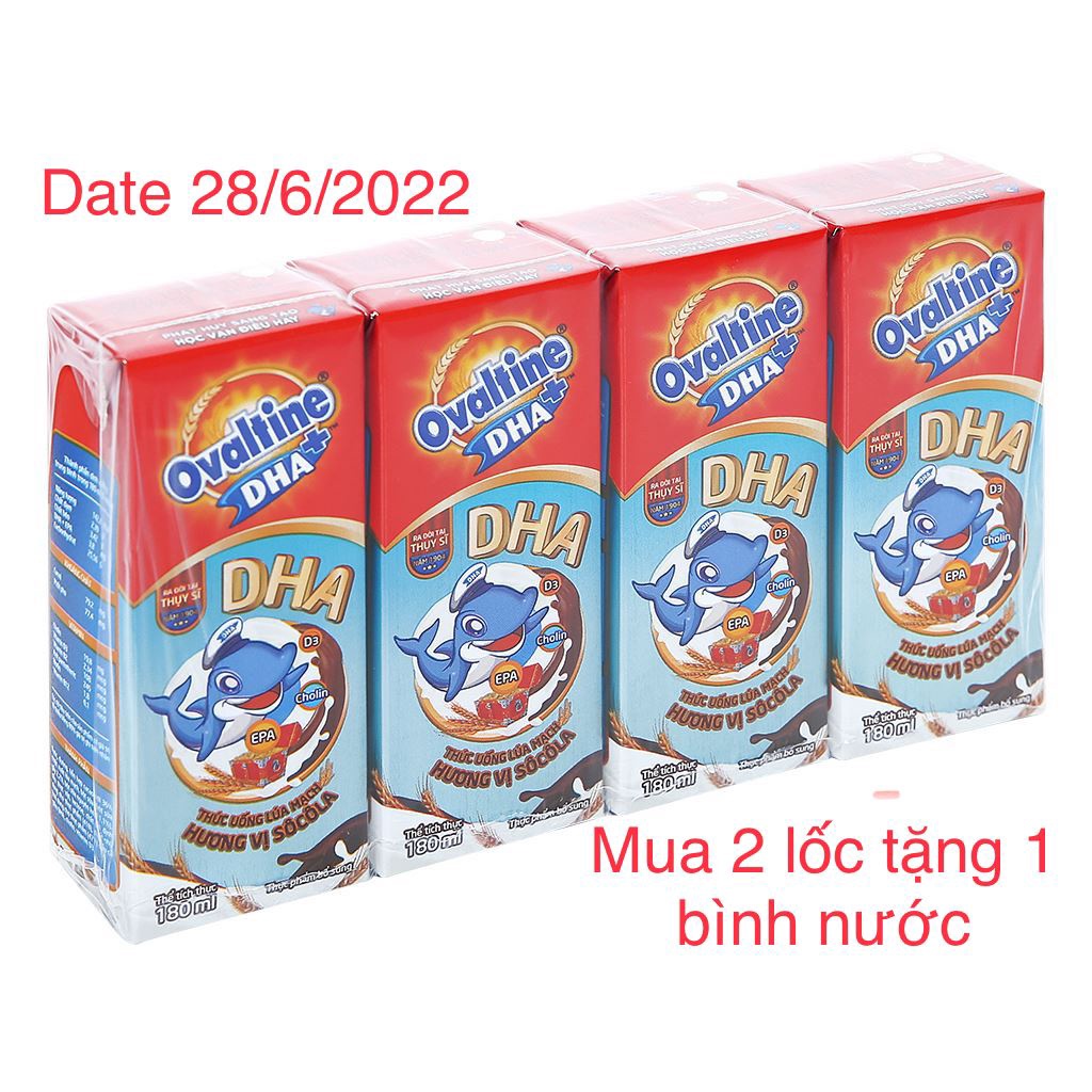 Lốc 4 hộp thức uống lúa mạch hương vị socola Ovaltine DHA+ 180ml