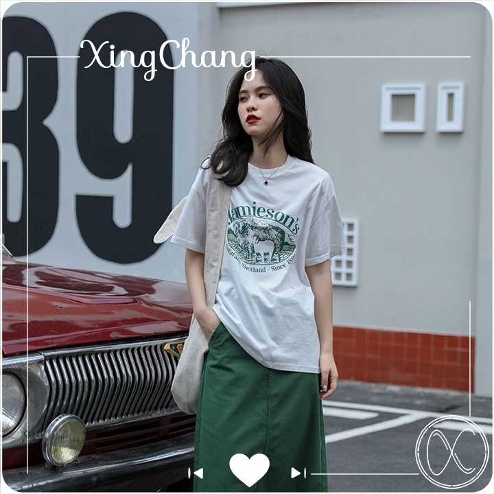 Áo thun nữ unisex form rộng, Áo thun Hàn Quốc chất mịn đẹp in ShetLand mã LXC96