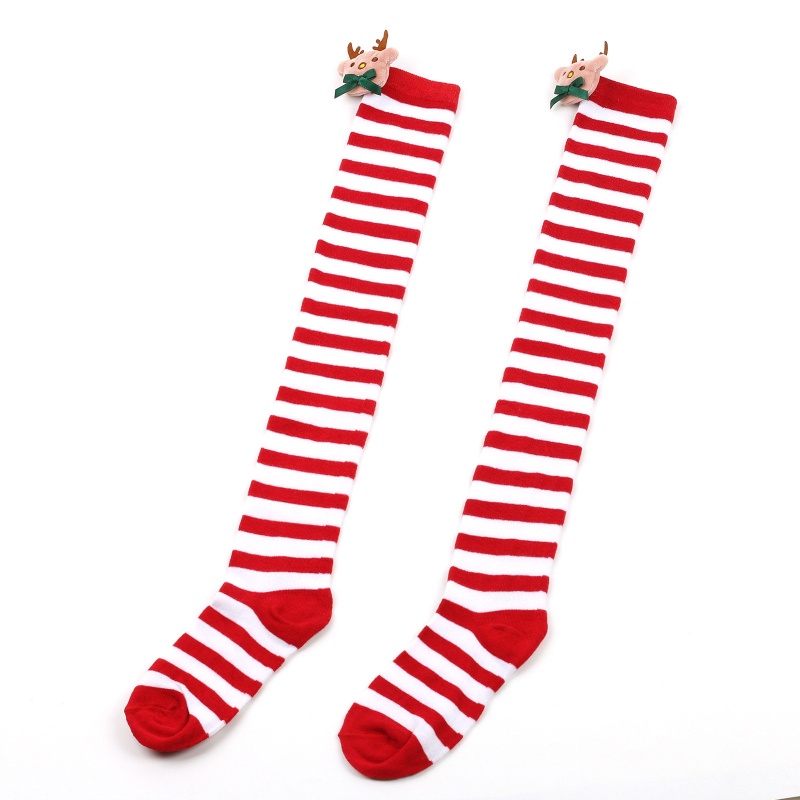 Vớ Cao Ngang Đùi Họa Tiết Giáng Sinh Hoạt Hình Dành Cho Nữ