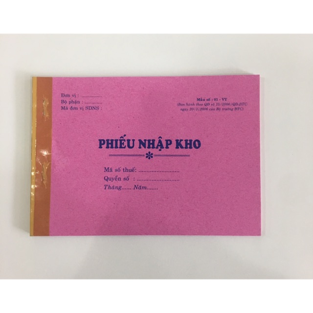 Phiếu nhập kho hai liên