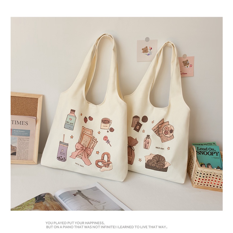 Túi canvas đeo chéo liền thân hoạ tiết ngộ nghĩnh Superbag668 282