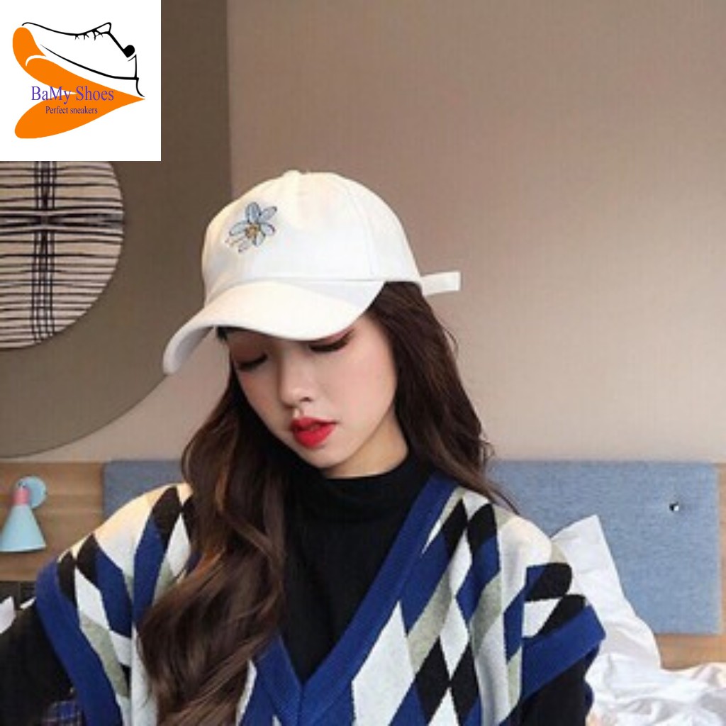 Mũ (Nón) Lưỡi Trai Hoa Cúc Nam Nữ 2 Màu Đen, Trắng Hottrend hè 2020 - BAMY