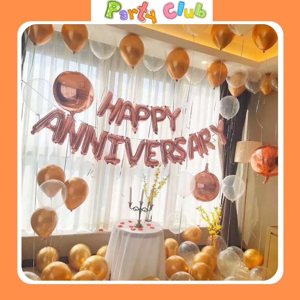 Bóng chữ Happy anniversary - bóng kỷ niệm ngày cưới - trang trí tiệc cưới