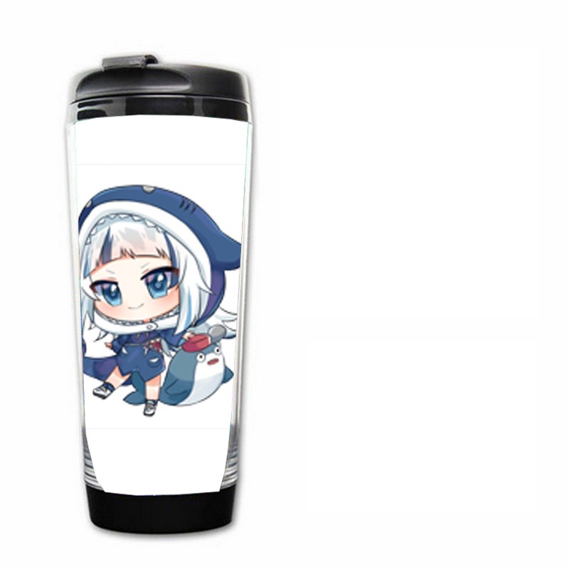 Bình nhựa đựng nước in hình GAWR GURA Hololive Vtuber anime chibi tiện lợi để đồ uống xinh xắn