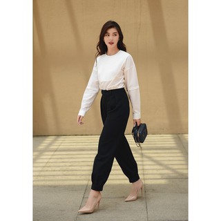 Quần baggy xếp ly bo gấu cạp cao -HBQ52