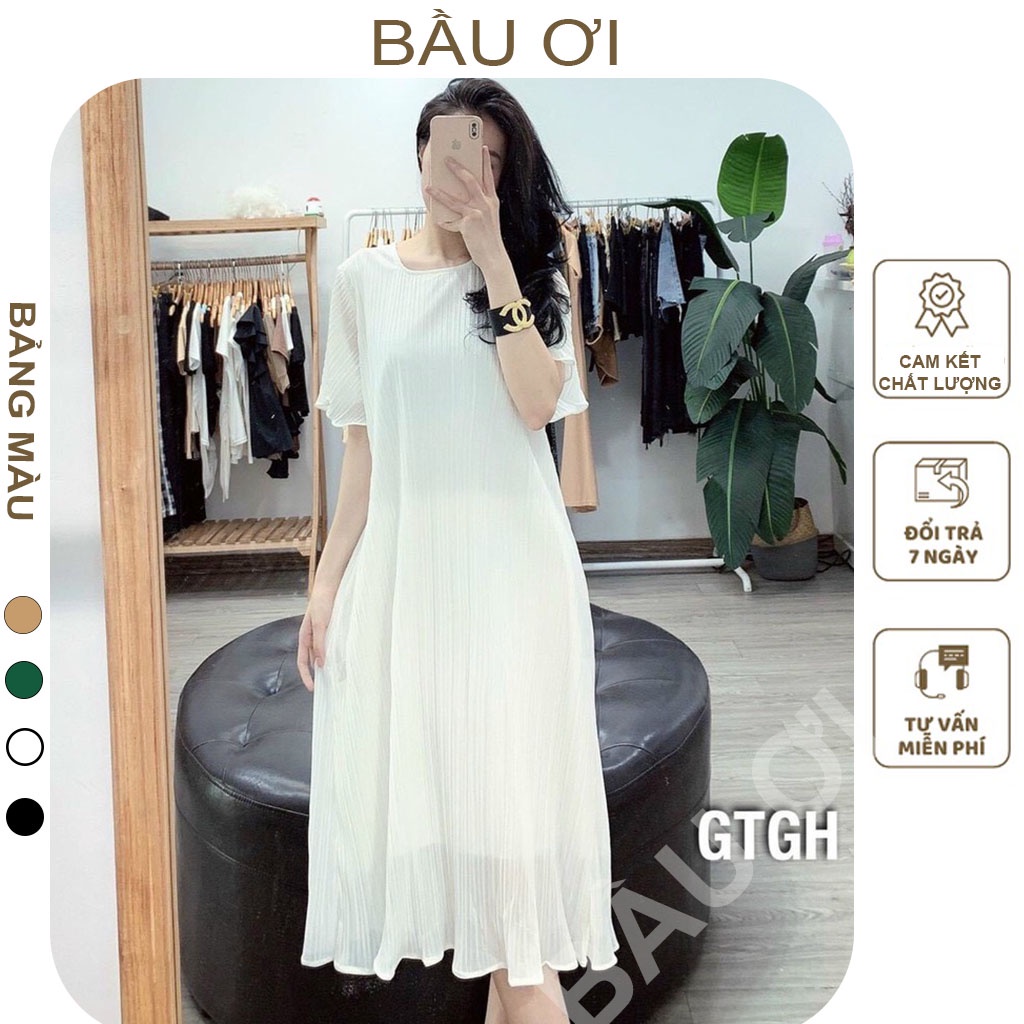 [BAUOI V34] VÁY BẦU XẾP LY SUÔNG DÀI XINH XẮN - ĐẦM BẦU CÔNG SỞ ĐẸP, ĐI CHƠI ĐI LÀM ĐỀU ĐƯỢC