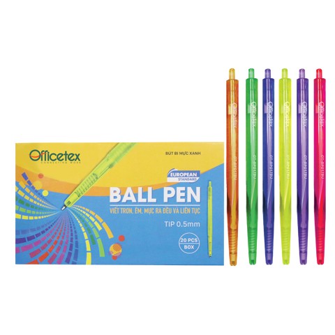 Bút bi Officetex mực xanh OT-BP017BU (6 cây)