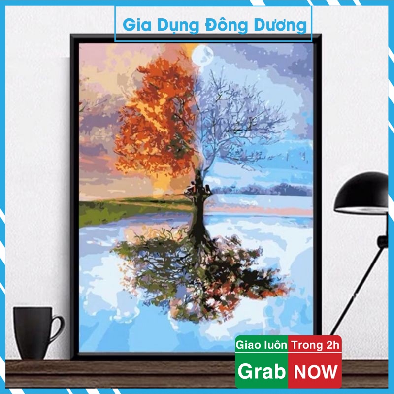 Tranh Số Hóa Có Khung Treo Tường . Tranh Số Hóa Tự Tô Treo Tường Kích Thước 40 x 50 cm