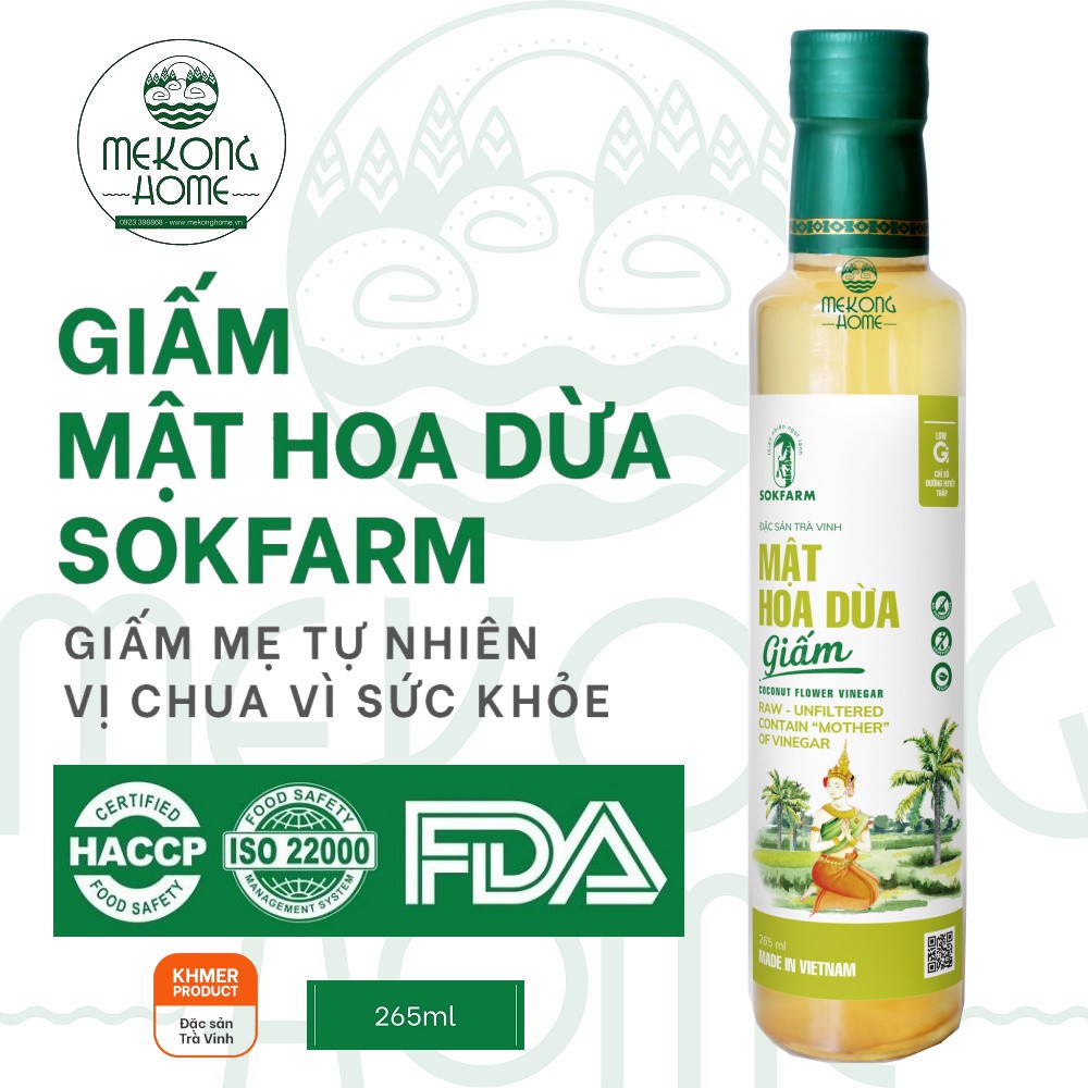 GIẤM Mật Hoa Dừa  SOKFARM -  256 ml - MEKONG HOME