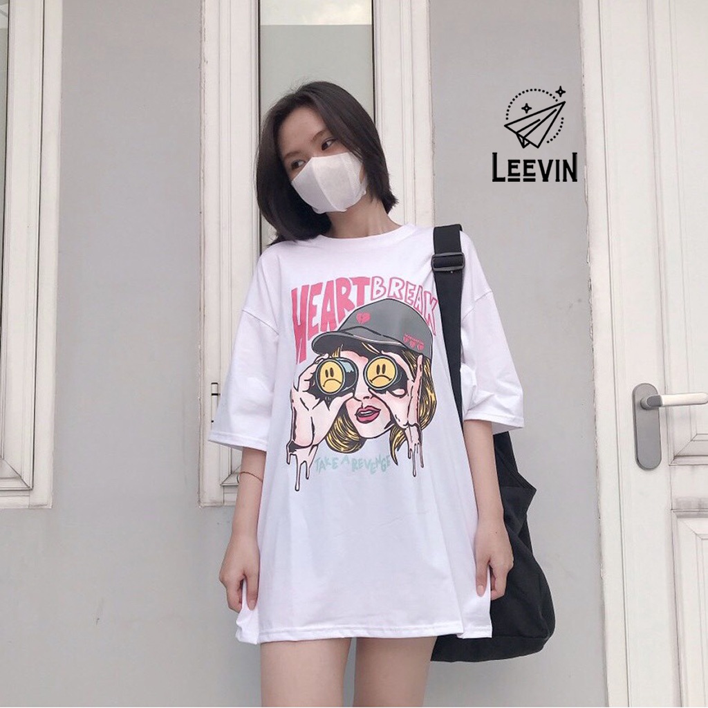 Áo Thun Nam Nữ NELLY Heart Break Form Rộng Ulzzang Unisex - Kiểu áo form rộng tay lỡ Local Brand Leevin Store