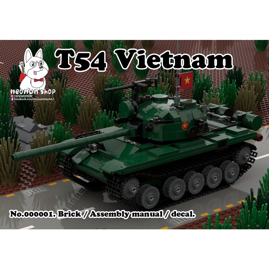 Bộ Xếp Hình Lắp Ráp Xe Tăng T54 Của Việt Nam - Hàng Tự Thiết Kế Bởi Meomun