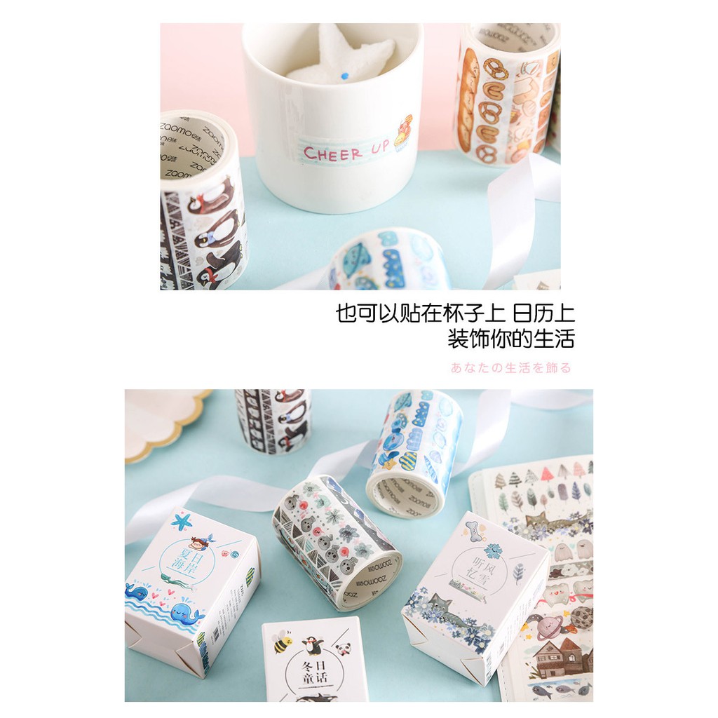 Cuộn Washi Tape Dán Trang Trí Nhiều Mẫu Kích Thước 6,5cm * 3m