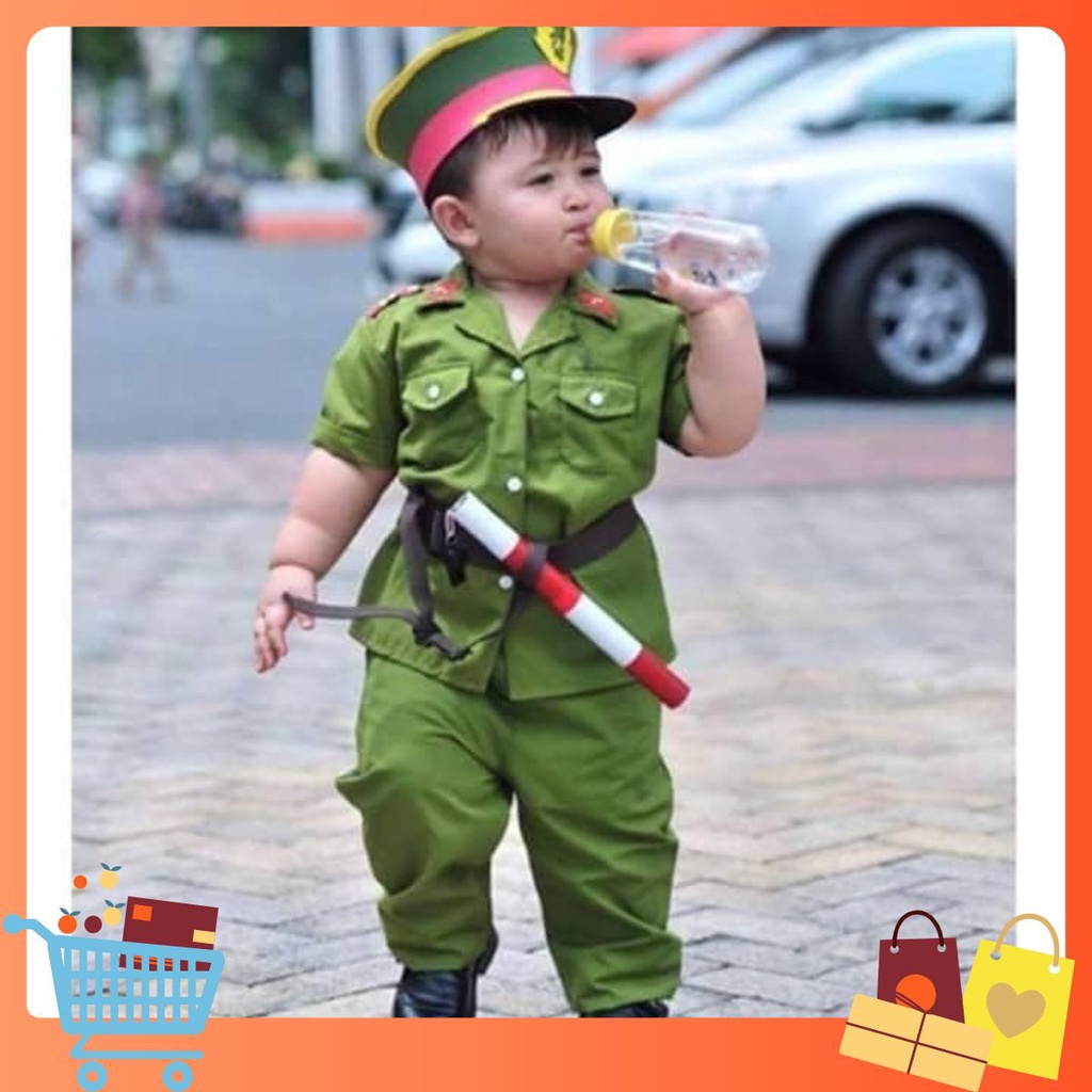 Set quần áo công an hình sự trẻ em đầy đủ phụ kiện