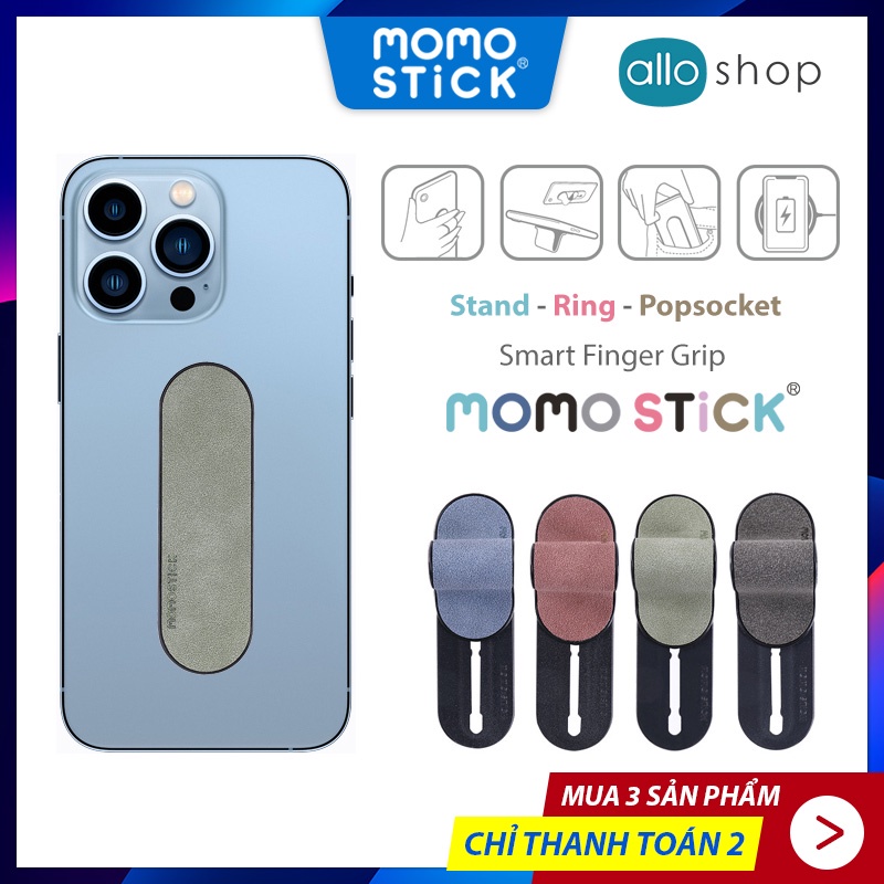 Giá Đỡ Nhẫn Điện Thoại MomoStick Suede Series, Smart Finger Grip 3 in 1 Đa Năng, Dùng Cho Tất Cả Điện Thoại