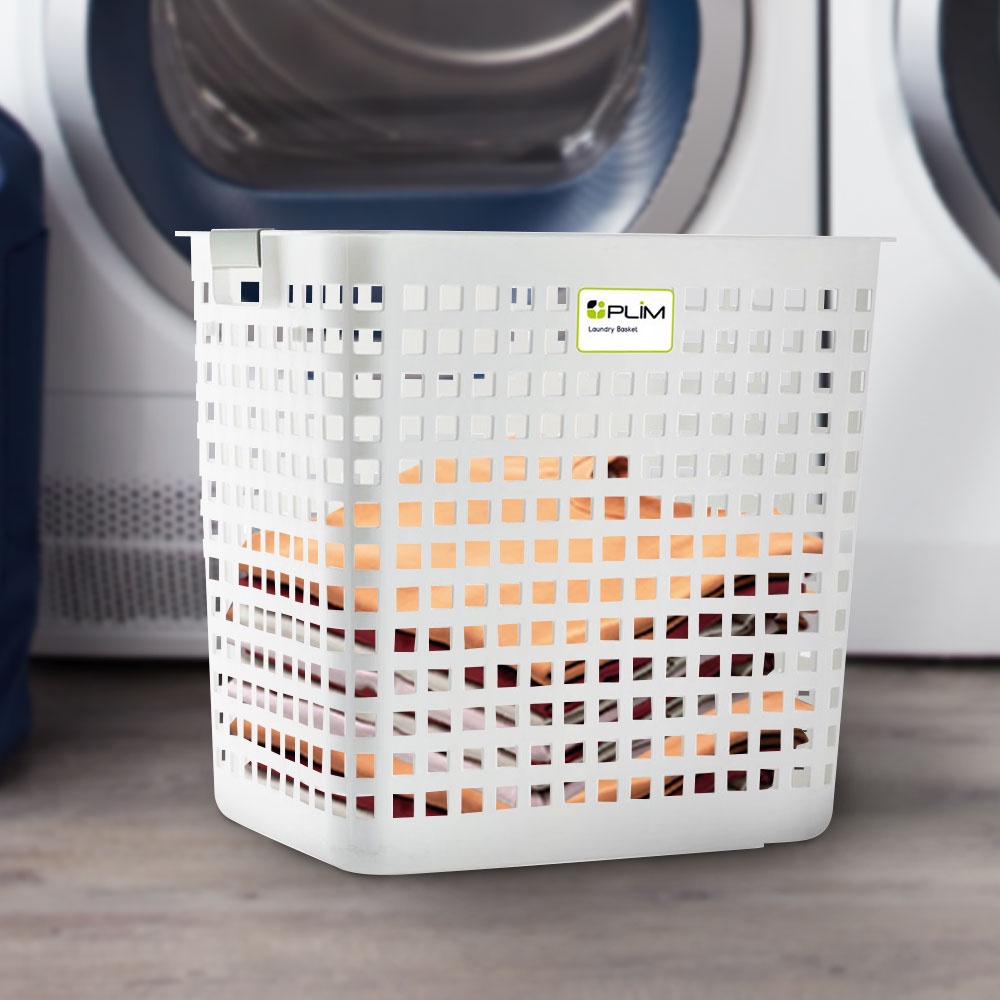 HomeBase PLIM Giỏ nhựa đựng quần áo Thái Lan C42.5xR45xS32.5cm màu trắng
