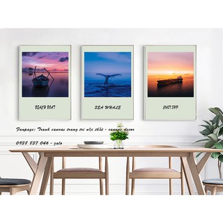 Bộ 3 tranh canvas treo tường Hoàng hôn trên biển