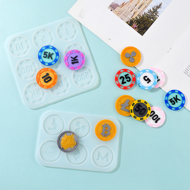 【Ready Stock】 Crystal Resin Chip Coin Mold Bitcoin Silicone Mold Commemorative Coin Mold Reusable DIY Game Craft Handmade Tool 【Ouiwe】