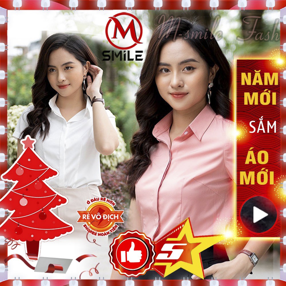 Áo Sơ Mi Nữ Trắng tay ngắn công sở Áo Nữ hai màu Trắng hồng hàng đẹp MSA76