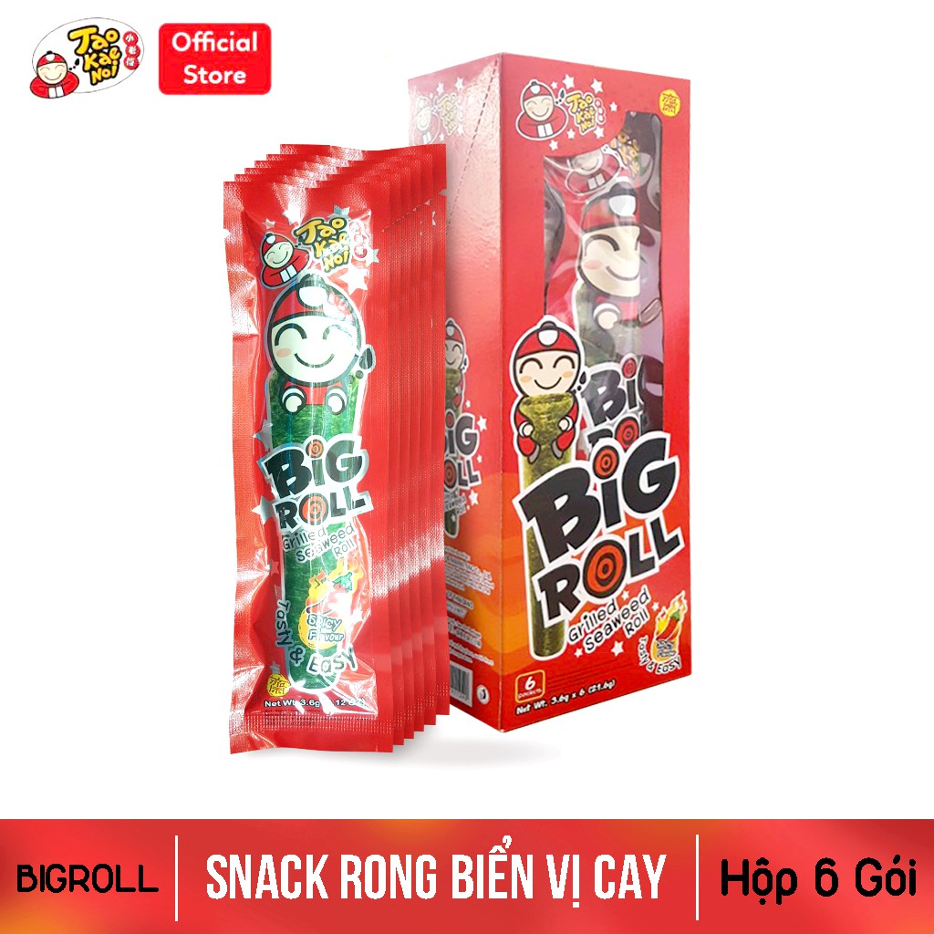 Snack rong biển Big Roll Taokaenoi - Hộp 6 gói