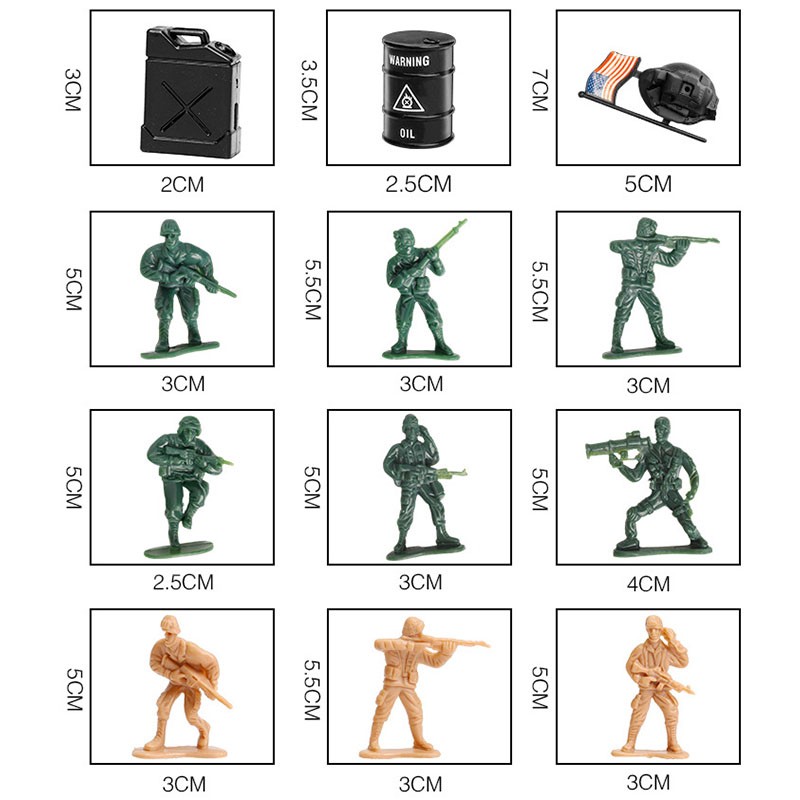 70Pcs/Lot Military Plastic Soldier Model Toy Army Men Accessories Kit for Boys