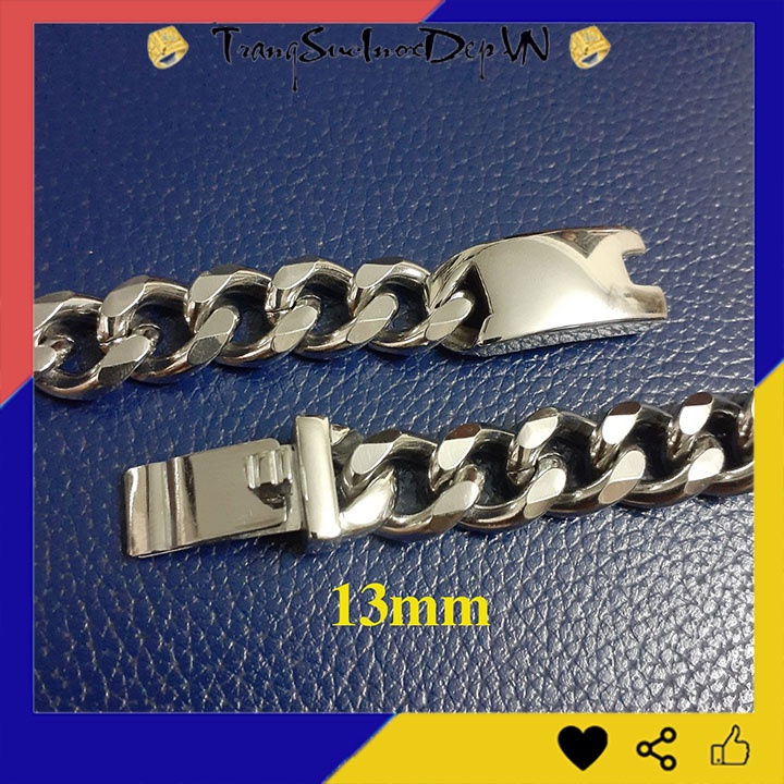 Dây chuyền nam inox cao cấp kiểu lặc đơn vát cạnh khóa hộp 13ly sáng đẹp, không đen, thể hiện đẳng cấp phái mạnh