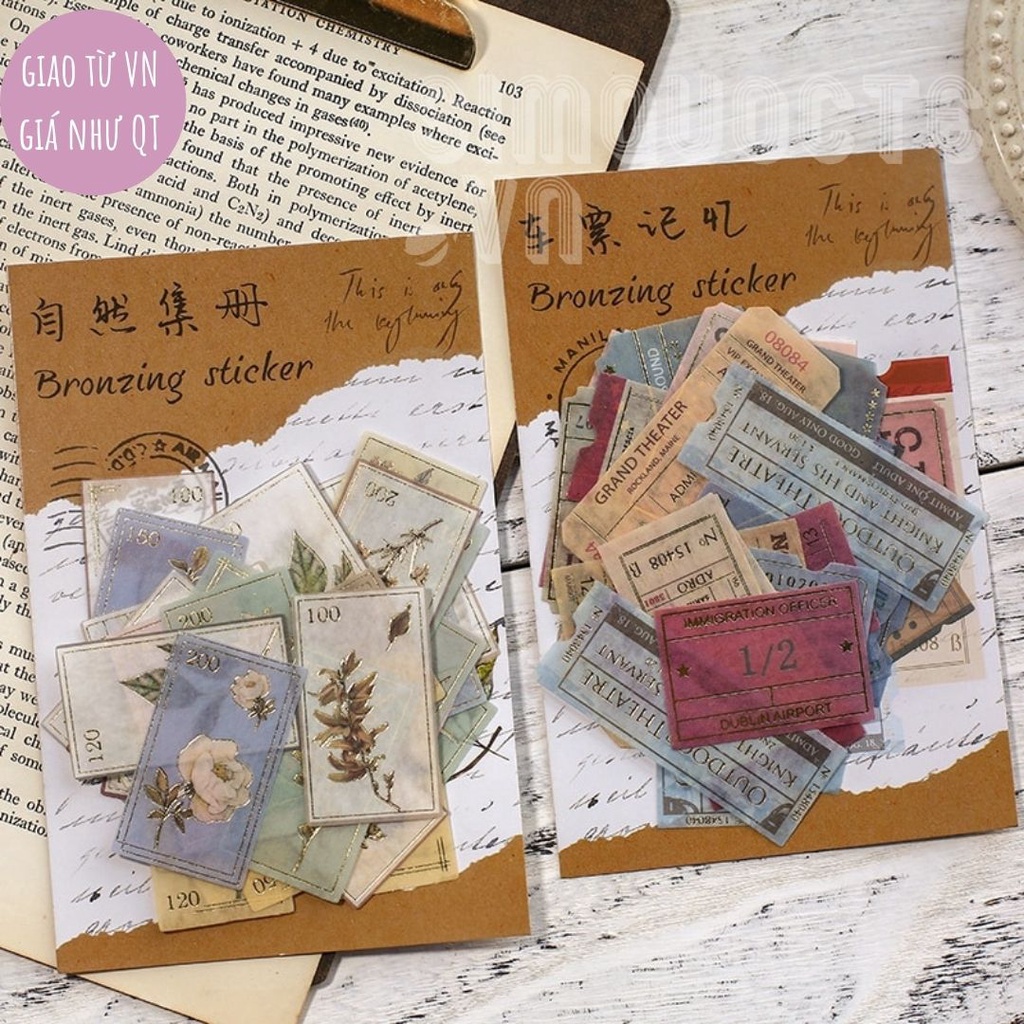 Set 40 con tem hình danh lam thắng cảnh màu vàng cho trang trí DIY ST65