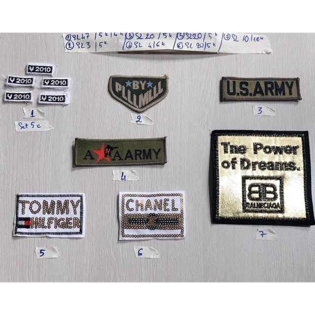 Sticker thêu hình logo thương hiệu phụ kiện may mặc trang trí quần áo, handmade,DIY