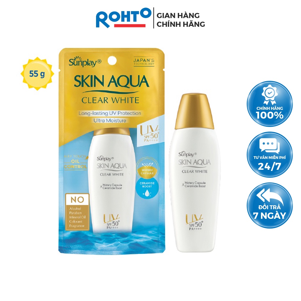 Sữa Chống Nắng Hằng Ngày Dưỡng Trắng SUNPLAY Skin Aqua Clear White SPF 50+ PA++++ 55g