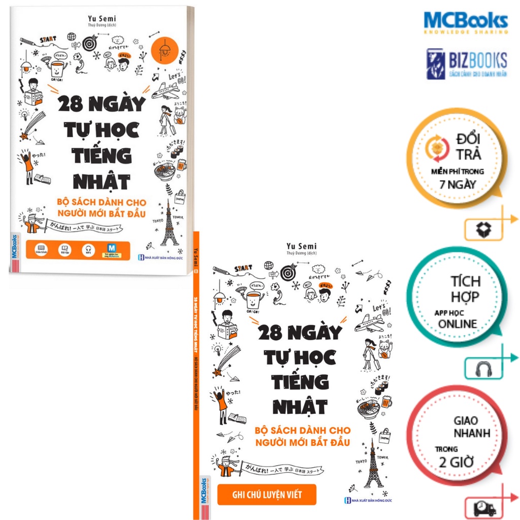 Sách - Combo 2 Cuốn 28 Ngày Tự Học Tiếng Nhật - Bộ Sách Dành Cho Người Mới Bắt Đầu ( Dùng App )