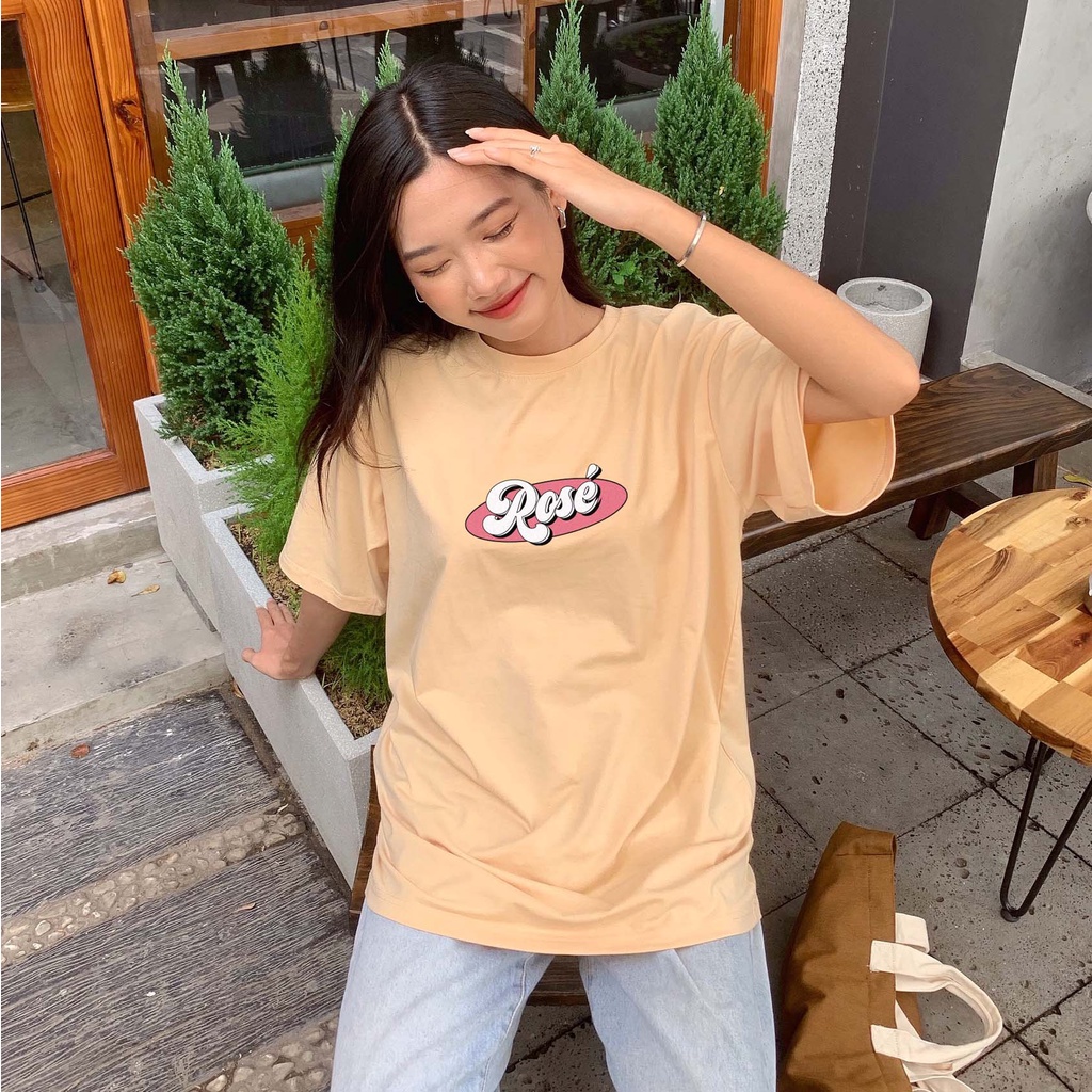 Áo thun unisex BLA.CK.PIN.K vải cotton oversize tay lỡ form rộng