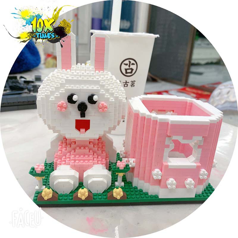 lắp ráp 3d ống đựng bút thỏ tím stella lou, thỏ hồng cony, vịt vàng 1000 mảnh quà tặng sinh nhật bạn trai bạn gái trẻ em
