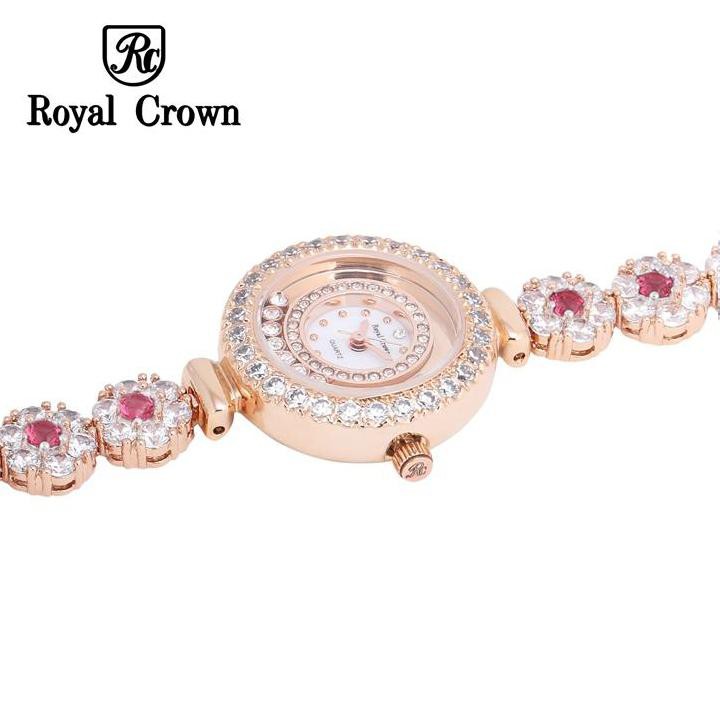 Đồng hồ nữ Chính Hãng Royal Crown 5308 dây đá vỏ vàng hồng đá Ruby