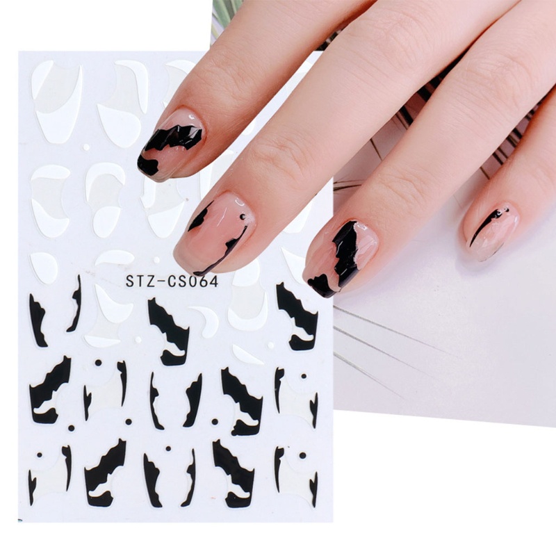 Youyo Nhãn Dán Móng Tay Hình Họa 3D Màu Trắng Xanh Lá / Xanh Lá / Đen Kiểu Pháp