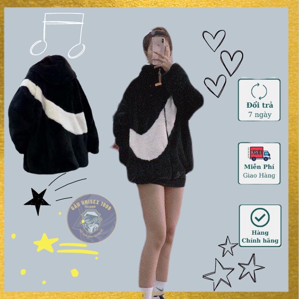 Áo Khoác Mùa Đông Lông Cừu Logo Nice Hot Trend