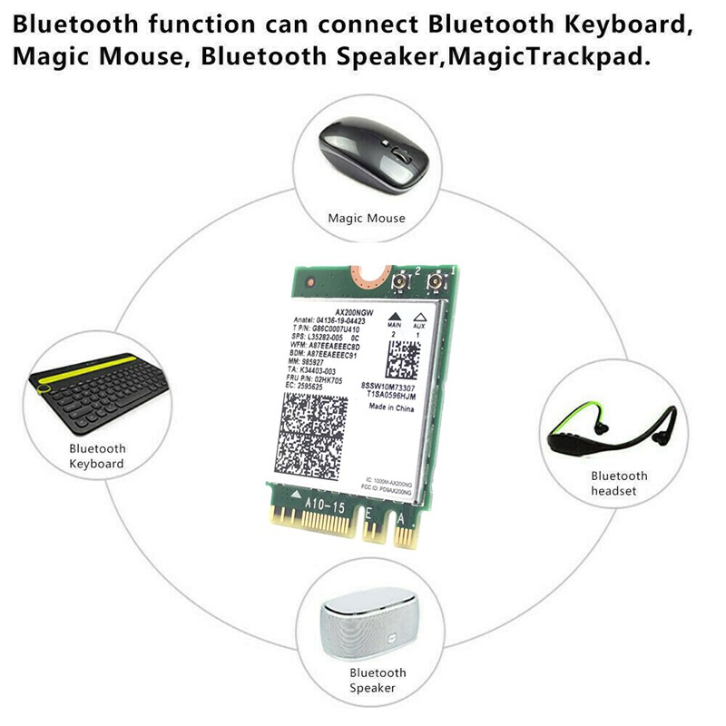 Card Wifi 8db Ax200Ngw Wifi 6 3000mbps M.2 Ngff Dual Band 2.4g 5g Bluetooth 5.1 802.11ax | BigBuy360 - bigbuy360.vn