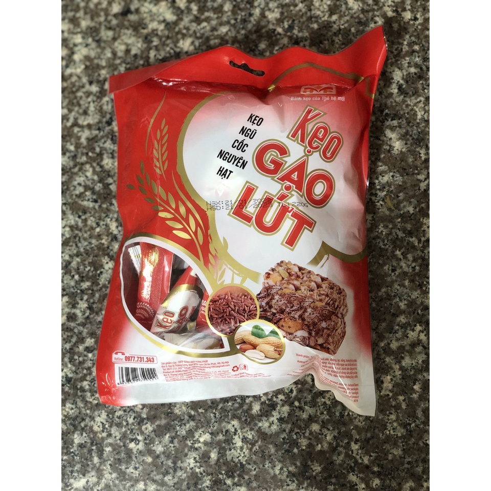 Kẹo Gạo Lứt đậu phộng - ngũ cốc nguyên hạt 220gr