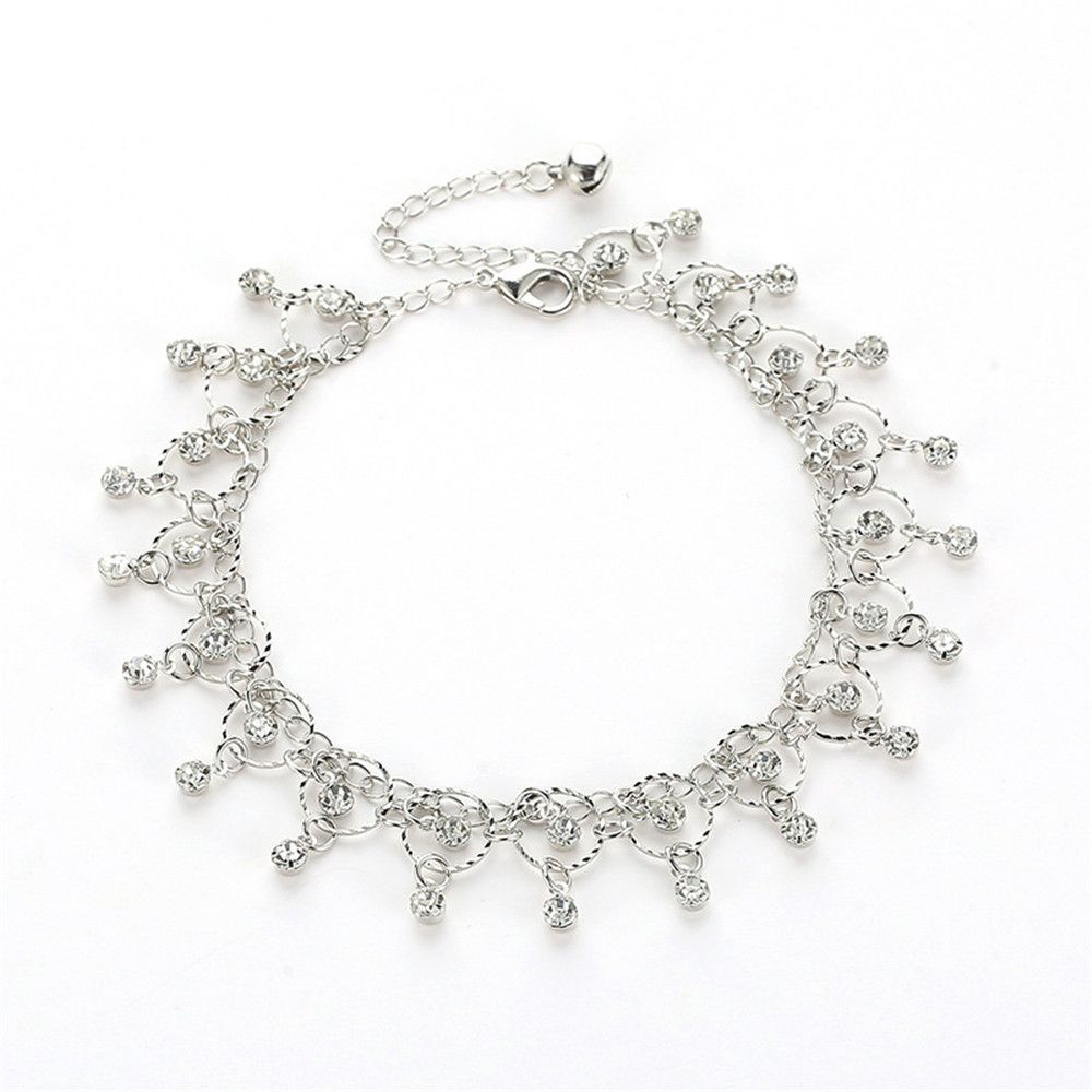 Lắc chân mắt xích hợp kim đính đá zircon giả nhiều màu tùy chọn cách lãng mạn sành điệu đeo đi biển/tập yoga/khiêu vũ