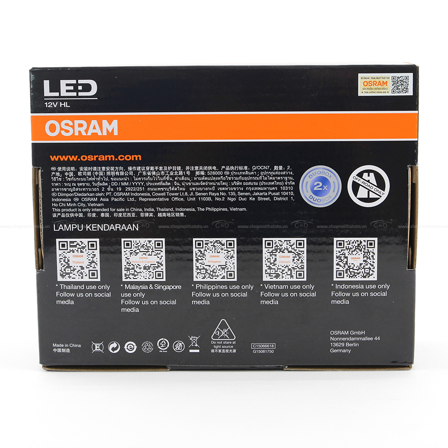 [Mã BMBAU300 giảm 10% đơn 499K] Combo 2 Bóng Đèn Led XLZ (New gen) OSRAM H1 B6150CW 12V 20W Nhập Khẩu Chính Hãng