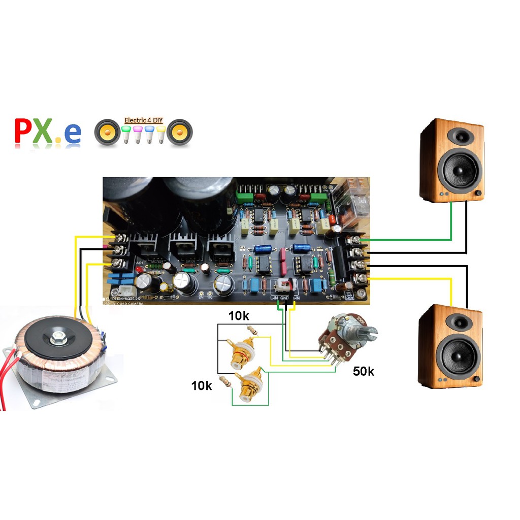 Bo mạch âm ly Hifi class AB LM3886 OP07CP, JRC5534DD