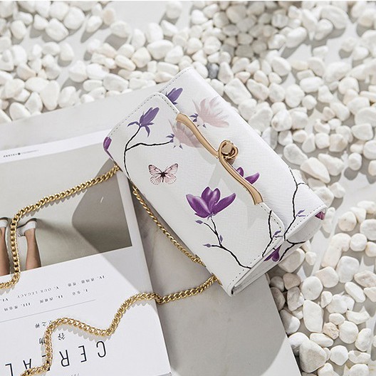 Túi Đeo Chéo Họa Tiết Giản Đơn Thanh Lịch Hoa Tím T29